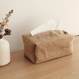 Hrlace Linen and Cotton Tissue Box Modern Tissue Box Holder Cosmetic Tissues Box Jute Tissue Dispenser for Paper Dispenser for Living Room Bedroom 1 Piece A
