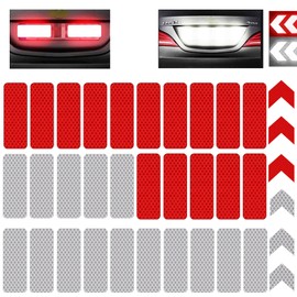 KOOUMOS 36pcs Reflective Decals Reflective Stickers Safety Warning Sticker Tapes Waterproofs High Intensity Night Visibility Adhesive for Helmets Motorbike(3x8cm) (36Pcs White+Red3x8cm)