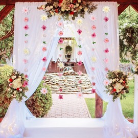 LACGO 6 PCS Flower Garland for Backdrop, 5.3 FT Hanging Flowers Decoration for Wedding Party Background Birthday Baby Shower Anniversary Arch Decor (Pink)