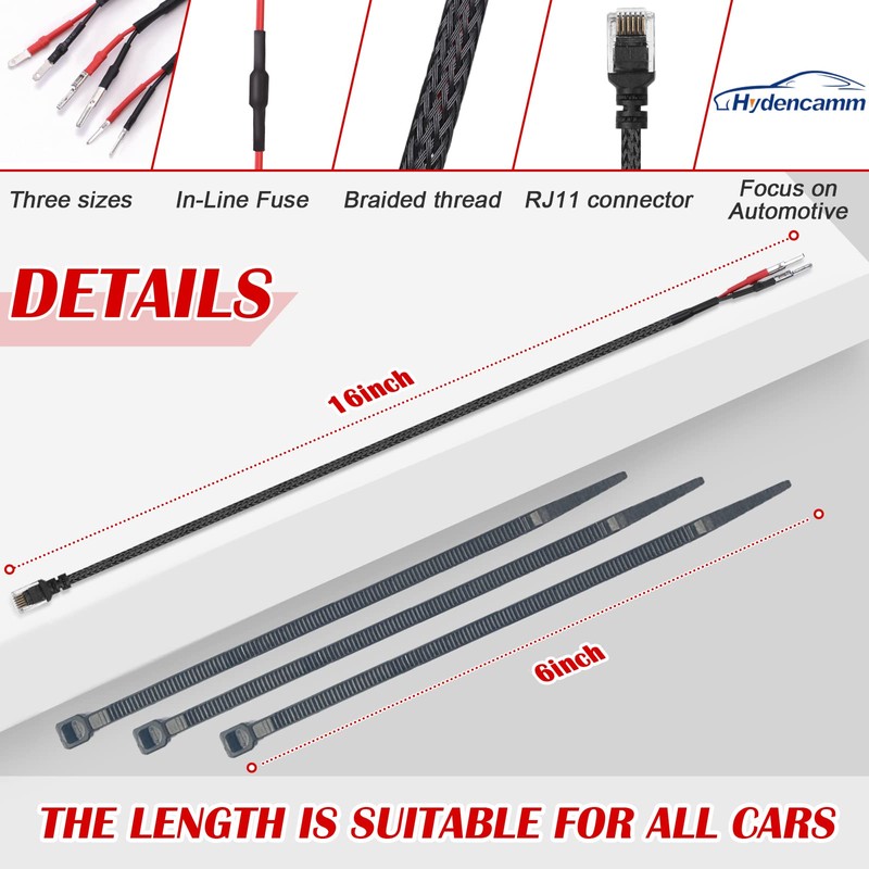 Upgraded Mirror Plug Wire Tap Radar Detector Hardwire Power Cord