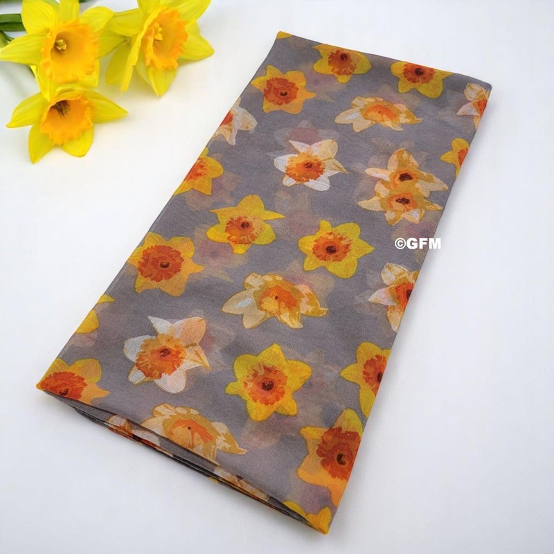 GFM® Women's Daffodil Flower Print Scarf - All Seasons Scarf