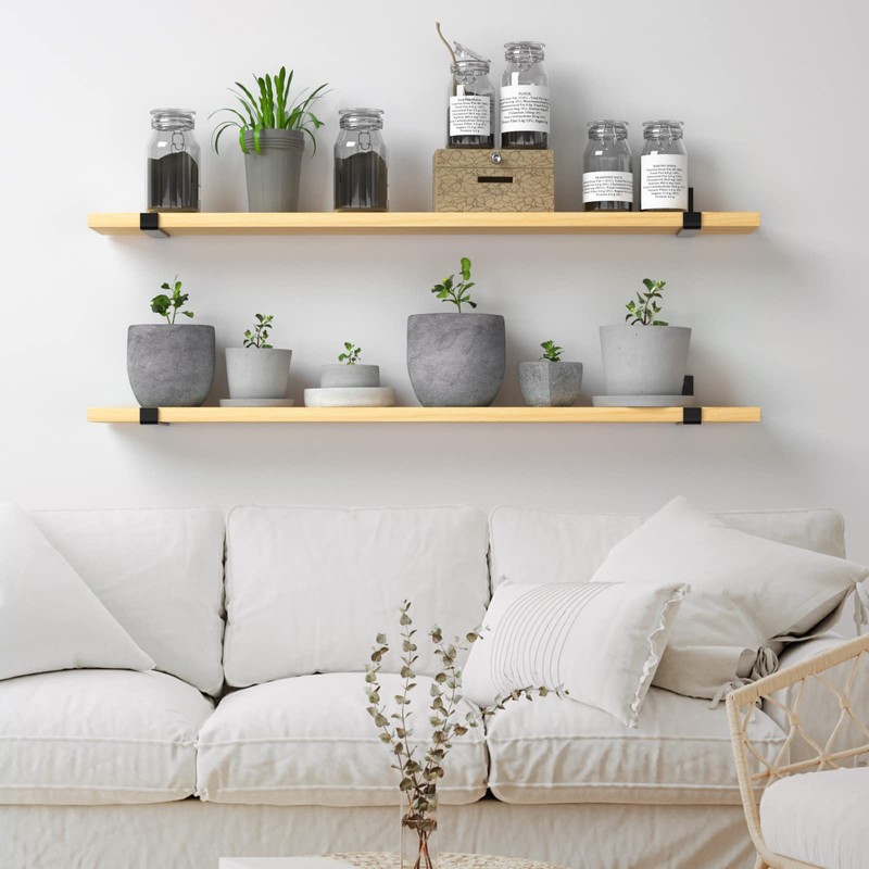 LuckIn 12 Inch Wall Shelf Brackets (Fit 11.25" Board) 6-Pack,