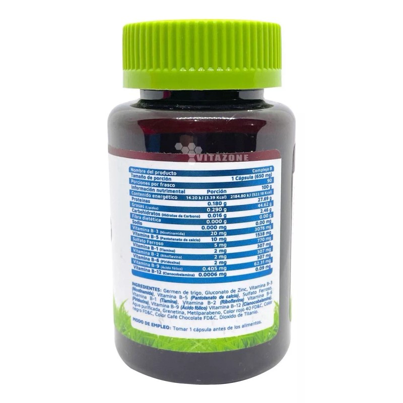 Vidanat Complejo B Vidanat 180 Cápsulas (2 Frascos) Sabor Sin