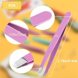 16 pinzas de precisión, pinzas de cejas para hombres y mujeres, juego de pinzas inclinadas de acero inoxidable, kit de pinzas para cejas, cabello encarnado, pelo facial, extensión de puntos negros y pestañas