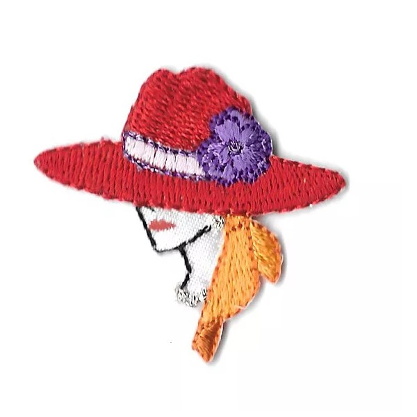 Unbranded Red Hat Lady - Yellow Scarf - Embroidered Iron
