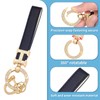 SK CUSTOM Black Leather Bling Rhinestones keychain Fingerprint Resistant Plating