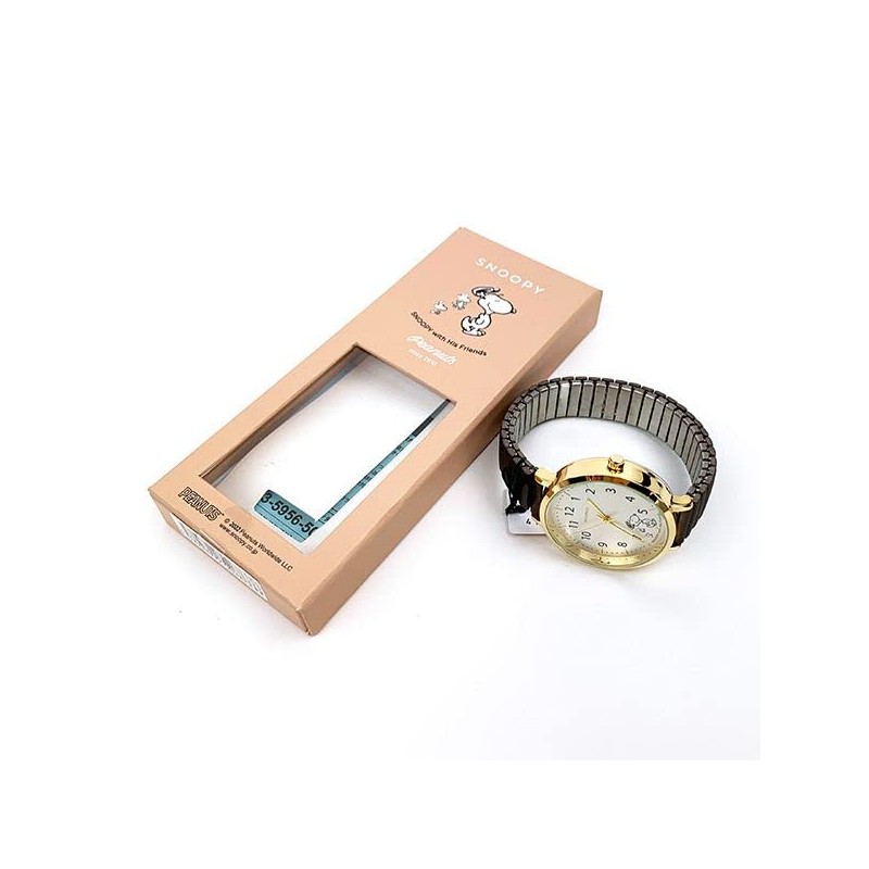 Fieldwork PNT027-3 Snoopy Bellows Strap Analog Metal Band Gold Women's
