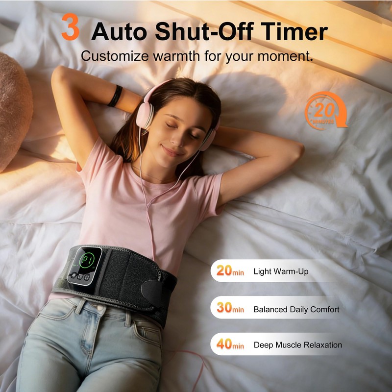 Graphene-Infused Cordless Heating Pad with Massager for Back, 5000mAh Rechargeable