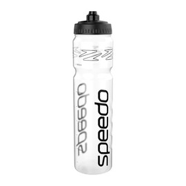 Speedo 1 Litre Water Bottle | Ergonomic Design, Clear/Black, One Size