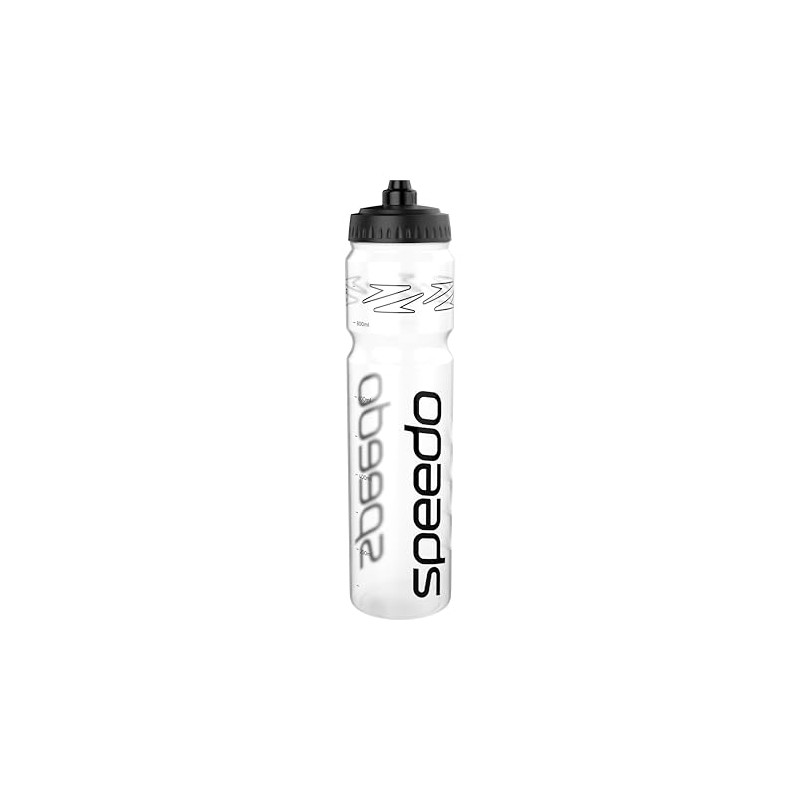 Speedo 1 Litre Water Bottle | Ergonomic Design, Clear/Black, One