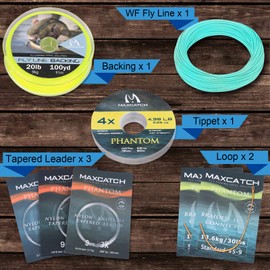 MAXIMUMCATCH Bestprice Fly Fishing Line (Weight Forward, Floating Fly Line) and Fly Line Combo with Backing Leader and Tippet (1F/2F/3F/4F/5F/6F/7F/8F/9F/10F) (Teal Combo, WF4F)