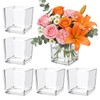 6 Pack Square Glass Vase 4" x 4" x 4",