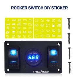 2 Gang Rocker Switch Panel Genuine Marine - DC 12V/24V LED Lighted Switches, 10-20 Amps for Boat, Marine, Car, Truck, RV, Van, Caravan