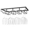 Nuovoware Wine Glass Rack, 4 Rows Wine Glass Hanger Rack Under Cabinet Stemware Rack Wine Glass Holder Storage Hanger for Bar Kitchen Cabinet, Black