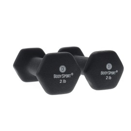 Body Sport Neoprene Dumbbell, Black, 2 lb. Pair – Dumbbell for Exercises – Strength Training Equipment – Neoprene Dumbbell – Home Gym Accessories – Weight Training
