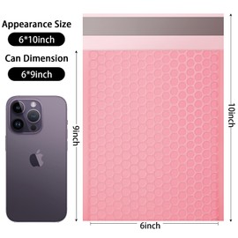 packbabol Bubble Mailers, 6x9 Inch Padded Bubble Mailers Pack of 50 Bubble Envelopes Opaque Self Seal Adhesive Waterproof Bags for Shipping and Packaging (Pink, 6x9-50)