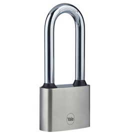 Yale Iron Disc Padlock 50mm - Nickel Plated - Hardened Steel Shackle - Extreme Corrosion Resistance for Outdoor use