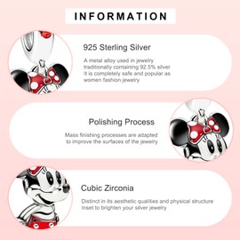 MITSOKU Charms Cartoon Mouse Elephant Bear Duck Firefly Chameleon Frog 925 Sterling Silver Pendant Beads for Bracelets and Necklaces Jewellery Gifts for Women, Sterling Silver, Cubic Zirconia