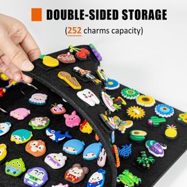 tutata Shoe Charm Holder, Portable Decoration Display Book, 252 Charms Capacity, Fit Croc Charms, Pins Organizer, Black