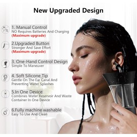 Ear Wax Removal Kit - One-Hand Control Ear Cleaner Tool, Easy to Use Manual Ear Irrigation Flushing System with Soft Silicone Tip for Effective & Safe to Cleaning Ear Built Up Wax Home Use(Black)