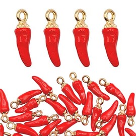 30 Pieces Chilli Pepper Pendants, Red Chilli Pepper Pendants, Jewelry Accessories, Food Pendants, Realistic Miniature Chilli Pepper Pendants for Jewelry Making