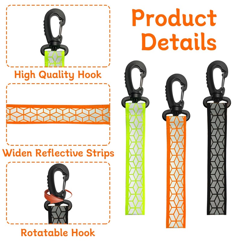 REEKNOKOL 6Pcs Safety Reflector Pendant, High Visibility Reflector with Chains
