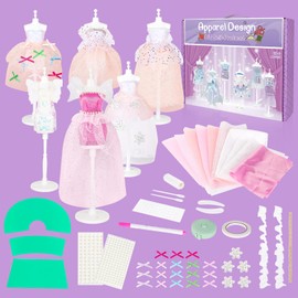 deAO Fashion Designer Kit for Girls,400+PCS Fashion Design Crafts with 6 Mannequins,Arts and Crafts Kit- DIY Sewing Kit for Kids 8-12,Gifts for Girls