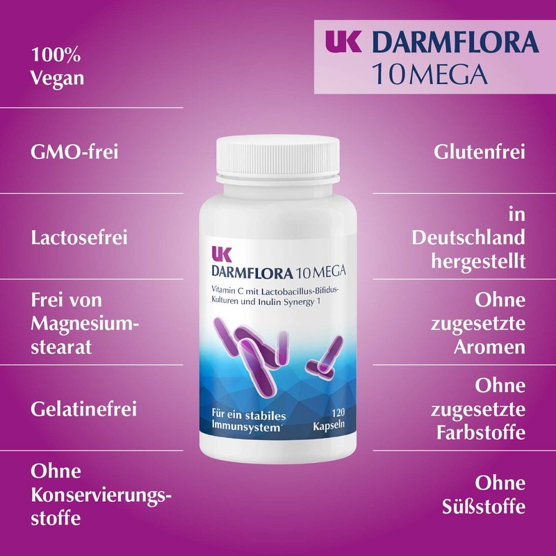 UK Intestinal Flora 10 Mega Capsules Vegan - High Dose
