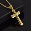 Rockyu Men's Necklace, Silver, Venetian Chain, Stylish, Cross Pendant, Birthday,