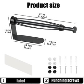 Paper Towel Holder, Kitchen Roll Holder Under Cabinet, Black Kitchen Roll Holder, One-Handed Tearing Paper Towel Holder With Damping System, Suitable For Kitchen And Bathroom