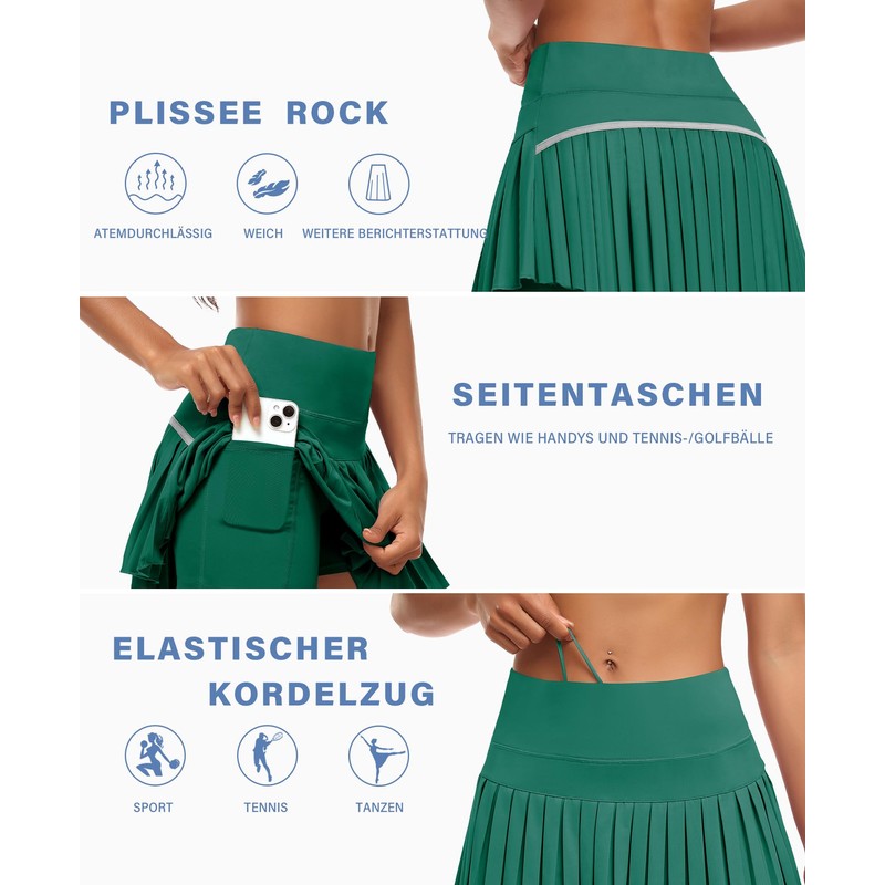 JoyGirl Gonna da tennis da donna con pantaloncini interni, plissettata,