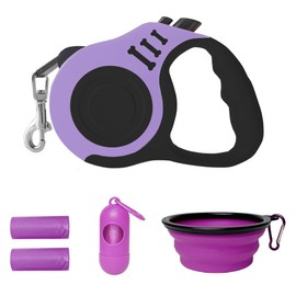 LIEVUIKEN Retractable Dog Leash Automatic Telescopic Tractor Dog Tape, Pet Tape 10/16 FT Durable and Convenient, with Folding Bowl, Dispenser, Rubbish Bags, Suitable for Small and Medium Dogs