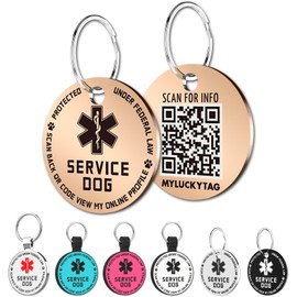 MYLUCKYTAG QR Code Service Dog Tag - Pet Online Profile - Scan QR Receive Instant Pet Location Alert Email
