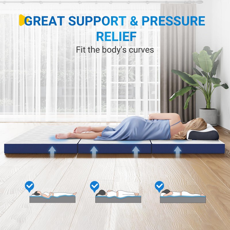 Avenco Trifold Mattress, 4 Inch Folding Mattress Twin Size, Memory
