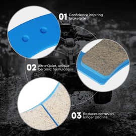 Ceramic Front & Rear Brake Pads Kit for Polaris RZR 1000 XP 4 2019 2020, Ranger Crew 570/1000 Diesel Replacement Brake Pads Set 2205949