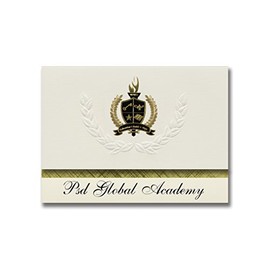 Signature Announcements Psd Global Academy (Fort Collins, CO) Graduation Announcements, Presidential style, Basic package of 25 with Gold & Black Metallic Foil seal