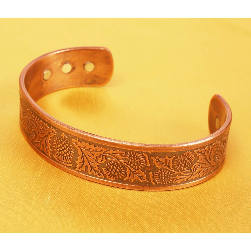 Touchstone Indian Handcrafted Copper Bracelet Peace Chakra Yoga Meditation Mantra
