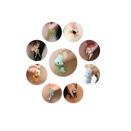 9 Pairs Gothic Skeleton Octopus Frog Unique Earrings for Women Men Vintage Dangle Earrings Scary Funny Statement Costumes Jewelry Human Skull Funny Jewelry (9 pairs2)