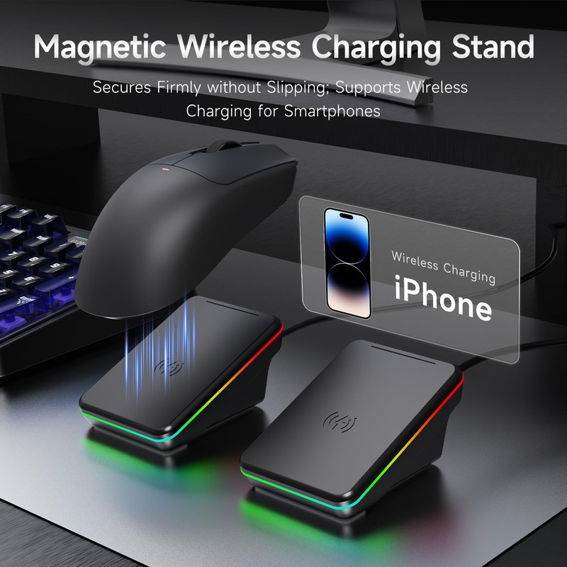 AJAZZ AJ200P Wireless Gaming Mouse, Tri-Mode Bluetooth/2.4G/Wired PC Mouse with