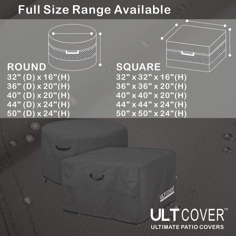 ULTCOVER Patio Fire Pit Table Cover Square 44 inch Outdoor