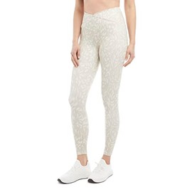 Danskin Women's Crossover Waist 7/8 Legging, Silver Grey/Zephyr Print, Medium