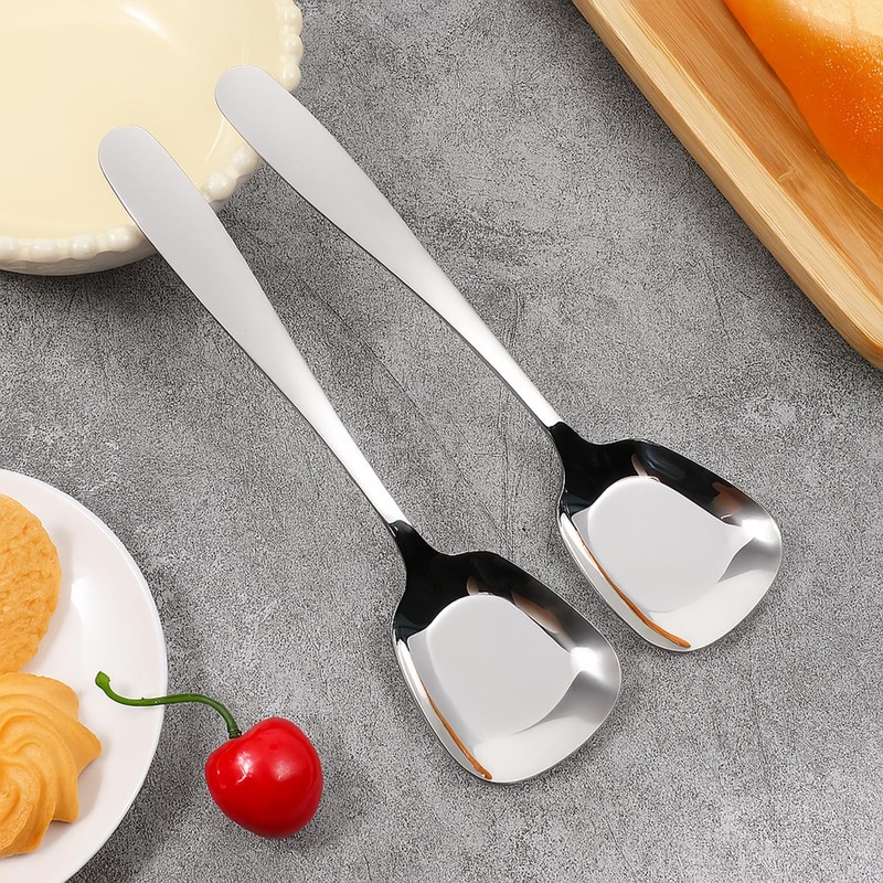 12 Pieces Square Head Soup Spoons, Heavy Weight Stainless Steel