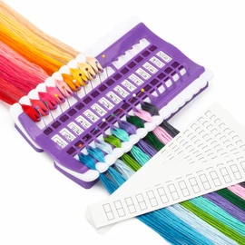 30 Positions Floss Organizer Embroidery Shelf, Luxiv Thread Organizers for Cross Stitch Embroidery Thread Holder with 15 Pcs Replaceable Paper Card Sewing Needle, Embroidery Floss Organizer