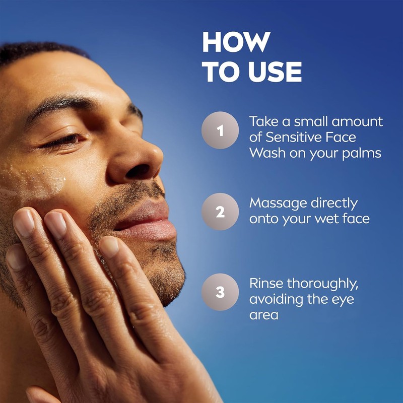 NIVEA Men Limpiador facial sensible, limpia sin secar la piel