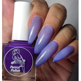 Parrot Polish Smooth Jazz Thermal Nail Polish, Color Changing Purple to Blue to Clear Lacquer