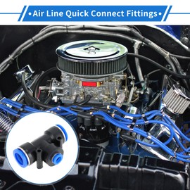 VekAuto Push to Connect Air Fittings 5/8"x5/16"x5/8" t Type Reducing Air Line Quick Connector Plastic 6 Pcs Blue Black