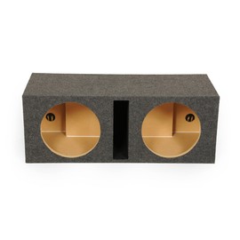 Q Power Dual 12-Inch Heavy Duty Ported Car Audio Subwoofer Box - Deep Bass MDF Enclosure with Charcoal Carpet Finish, Shared Slot Port Vent, 1.6 Cu Ft Air Space Per Chamber