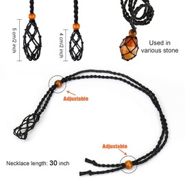 Set of 2 Necklace Cord Empty Stone Holder, Adjustable Retro Braided Stone Holder Necklace Raw Stone Replacement Necklace Cord, Necklace Cord for Crystals, Stone Necklace Cord, DIY Jewellery