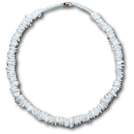 Native Treasure 22" Mens and Womens Tropical Summer Beach Surfer Necklace From the Philippines White Rose Clam Chips Ark Shells