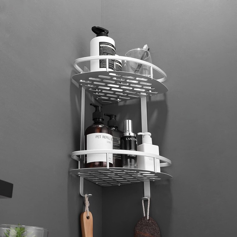 The Perfect Part Shower Caddy Bathroom Shelf, 2 Tiers Corner